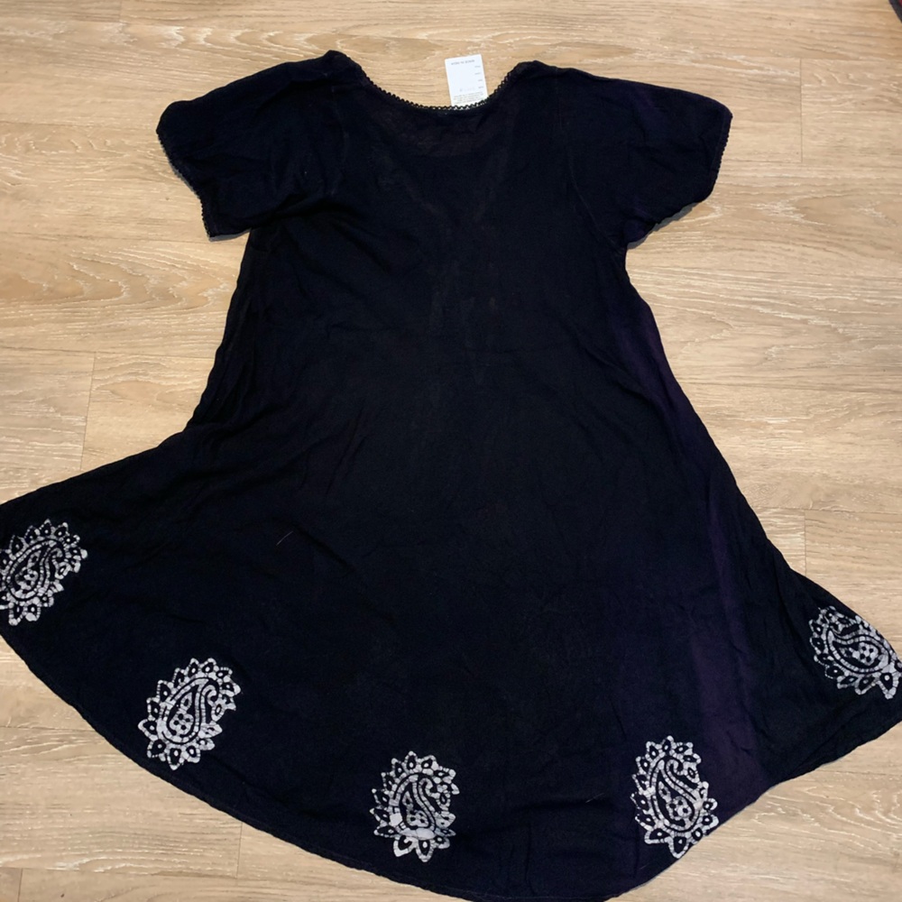 S.R. Fashions Black Dress with White Embroidery Size Free Size - Picture 2 of 3